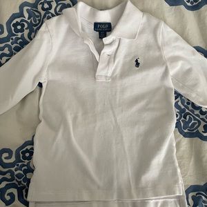 White long sleeve polo by polo Ralph Lauren.